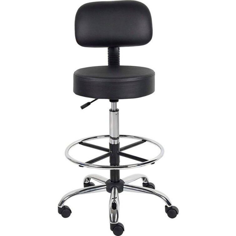 Interion Backed Adjustable Height Ergonomic Lab Stool with